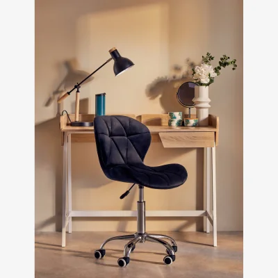 The Range Orsina Franki Black Velvet Quilted Home Office Chair - Black