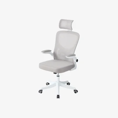 The Range Comfortable Height Adjustable Mesh Office Chair - White & Grey
