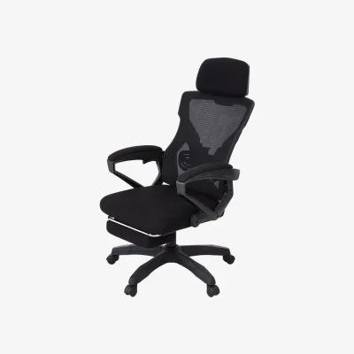 The Range Adjustable Office Chair with Extendable Footrest - Black