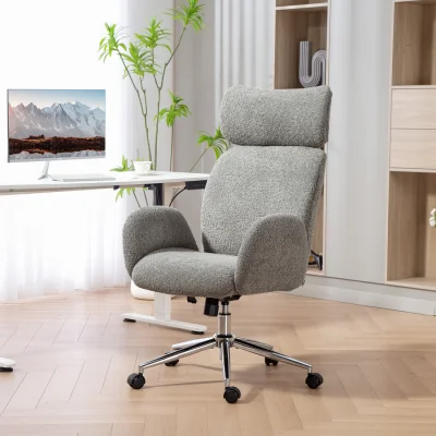 The Range HOMCOM Office Chair with Adjustable Headrest Comfy Desk Chair - Charcoal grey