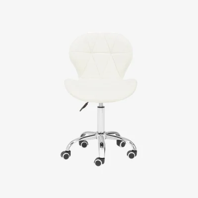 The Range Franki White Velvet Quilted Home Office Chair - White