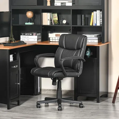 The Range Ergonomic Office Chair Swivel PU Leather - Black