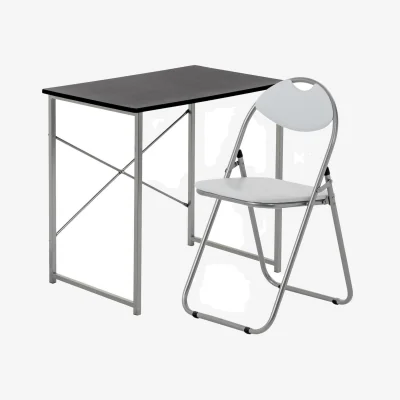 The Range Industrial Office Desk & Chair Set - Black/White - Black/White