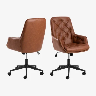 The Range Erik Gas Lift Desk Chair in Brandy PU - Brandy