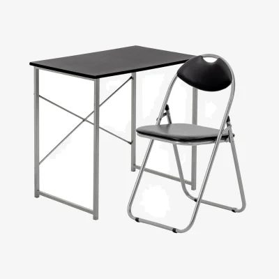 The Range Industrial Office Desk & Chair Set - Black/Black - Black/Black