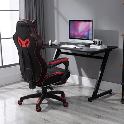The Range Gaming Desk With Steel Frame & Headphone Holder - Black