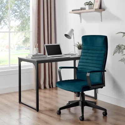The Range Centro Dark Blue Velvet Office Chair - Blue