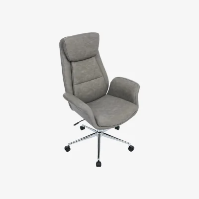 The Range Adjustable High Back PU Office Chair with Arms - Grey