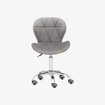 The Range Franki Grey Velvet Quilted Home Office Chair - Grey