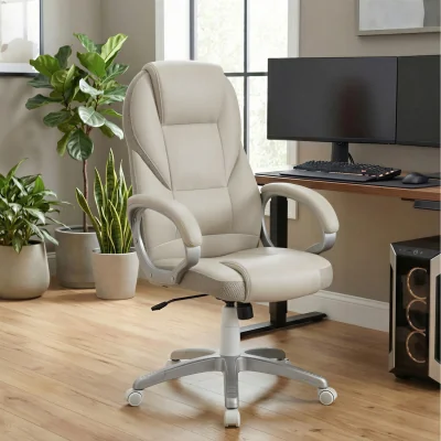 The Range Ergonomic Desk Chair, Adjustable Swivel Office Chair - Cream White