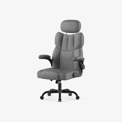 The Range Ergonomic Executive Office Chair with Foldable Armrests and Adjustable Headrest - Dark Grey