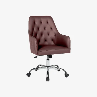 The Range PVC Leather Swivel Office Chair with Comfortable Deep Seat - Reddish brown