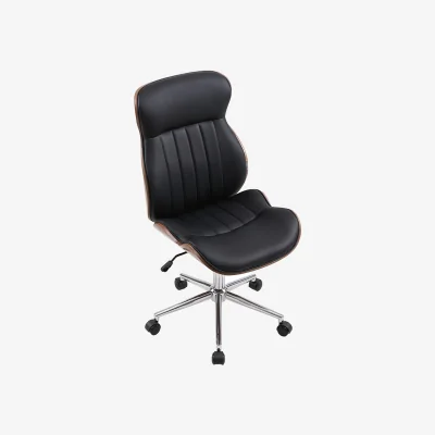 The Range Adjustable Height Swivel Office Chair with Castors for Home and Office - Brown & Black