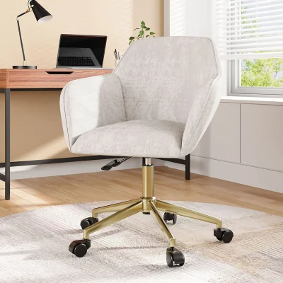 The Range Velvet Upholstered Swivel Office Chair with Adjustable Base - Beige