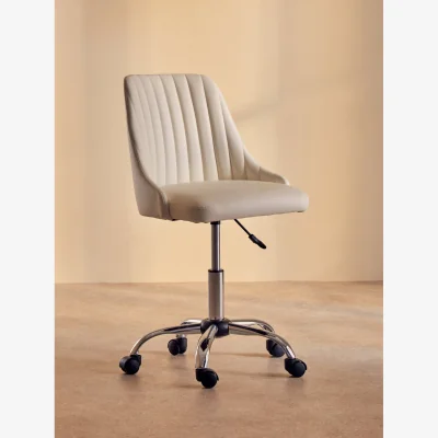 The Range Brent Off White Leather Effect Home Office Chair - White