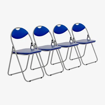 The Range Padded Folding Metal Chairs - Pack of 4 - Blue