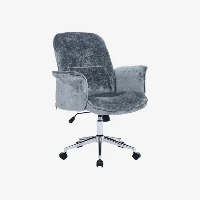 The Range Chenille Upholstered Office Chair with Armrests and Castors - Blue
