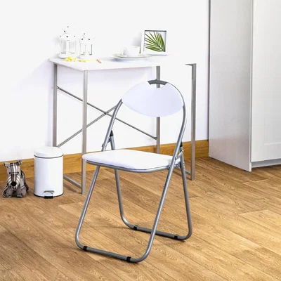 The Range Padded Folding Metal Chairs - Pack of 1 - White Silver