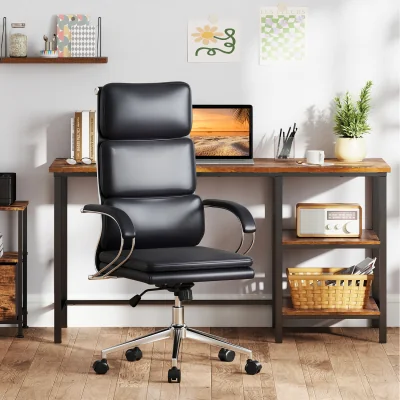 The Range Ergonomic Leather Office Chair - Black