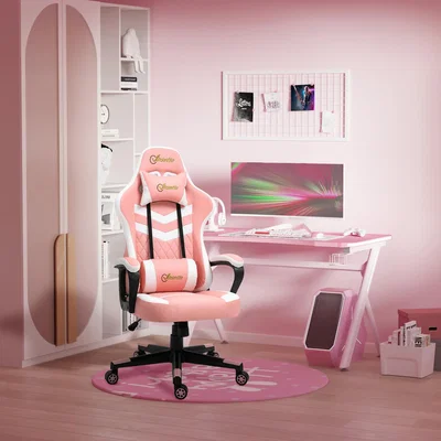 The Range Racing Gaming Chair with Lumbar Support - Pink, White