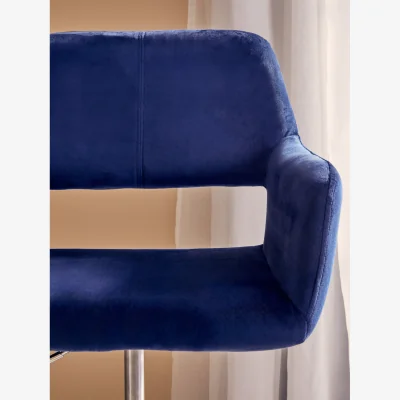 The Range Brent Navy Velvet And Chrome Base Home Office Chair - Blue