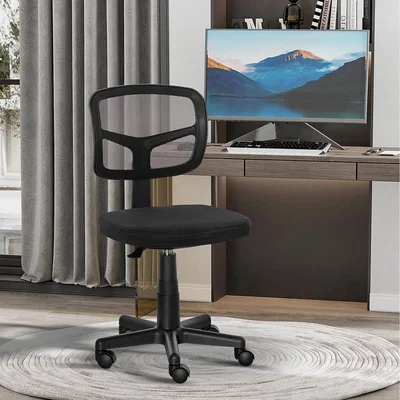 The Range Vinsetto Small Office Chair without Arms Swivel Mesh Desk Chair -  Black