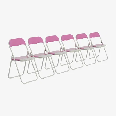 The Range Coloured Padded Folding Chairs - Pack of 6 - Pink