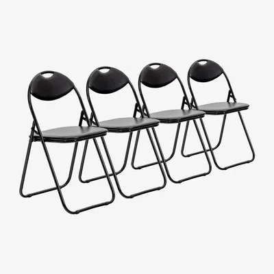 The Range Padded Folding Metal Chairs - Pack of 4 - Black