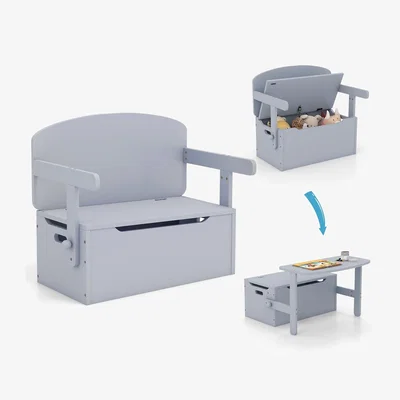 The Range Convertible Kids Bench Desk Chair Set - Grey