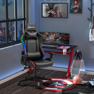 The Range Gaming Chair with RGB LED Light - Black
