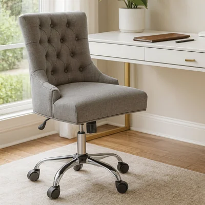 The Range Anita Grey Fabric and Chrome Base Home Office Chair - Grey
