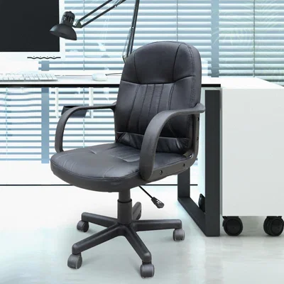 The Range Oxford PU Leather 360 Swivel Home Office Chair - Black