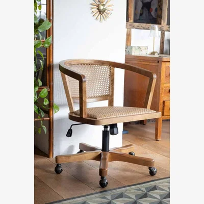 Rockett St George Wicker Swivel Desk Chair