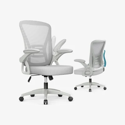 The Range Ergonomic Mid Back Office Chair with Adjustable Height and Flip-up Armrest  - Grey