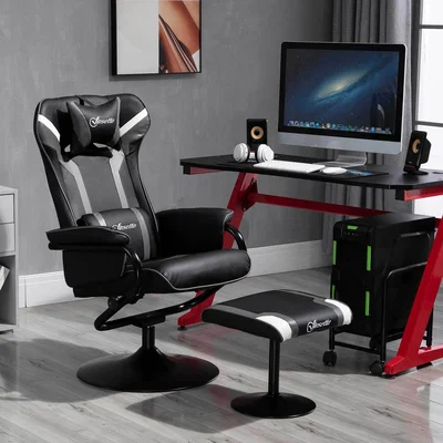 The Range Video Game Chair with Footrest - Black and Grey