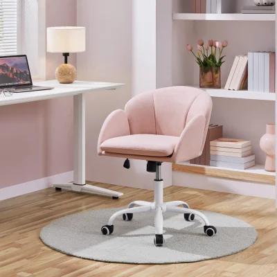 The Range Modern Swivel Office Chair with Armrests - Light Pink Polyester - Light Pink