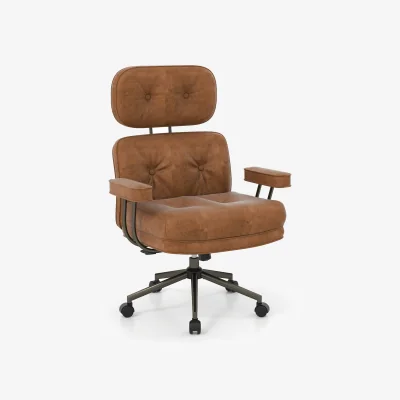 The Range Mid Century Suede Fabric Computer Desk Chair - Brown