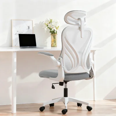 The Range HOMCOM Ergonomic Office Chair with Foldable Backrest - Light Grey