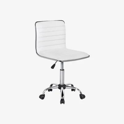 The Range Armless PU Leather Swivel Desk Chair - White
