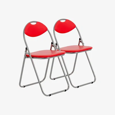 The Range Padded Folding Metal Chairs - Pack of 2 - Red