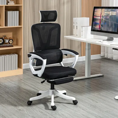 The Range Office Chair with Lumbar Support Adjustable Headrest Footrest - Black