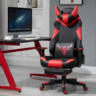 The Range Gaming Chair with Pillow & Footrest - Red