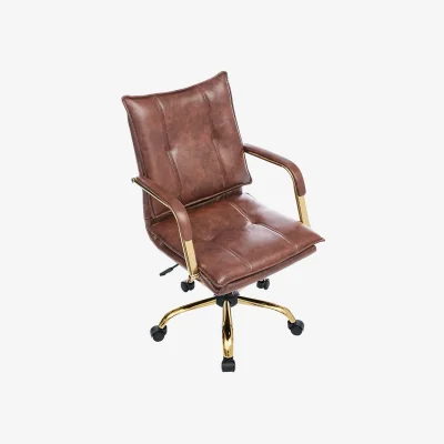 The Range PU Leather Office Chair with Upholstered Seat - Brown