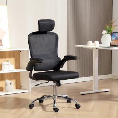 The Range HOMCOM Ergonomic Office Chair with Flip-up Armrests - Black