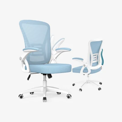 The Range Ergonomic Mid Back Office Chair with Adjustable Height and Flip-up Armrest  - Blue