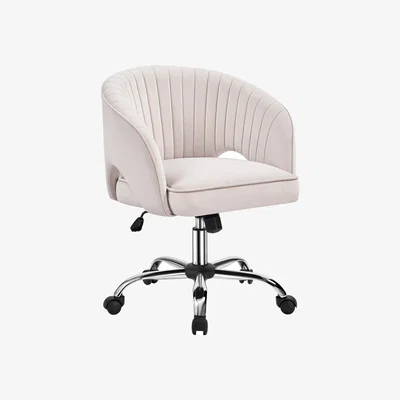 The Range Velvet Office Chair with Tufted Barrel Back - Cream