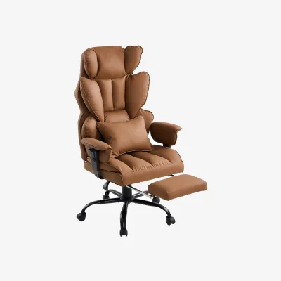 The Range Ergonomic High Back Office Chair with Footrest and Castors - Brown