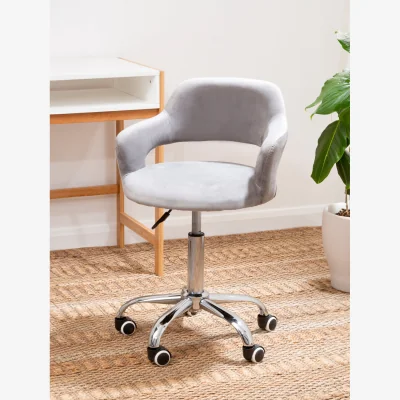 The Range Fionna Grey Velvet Home Office Chair with Curved Back - Grey