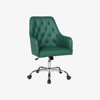 The Range PVC Leather Swivel Office Chair with Comfortable Deep Seat - DarkGreen