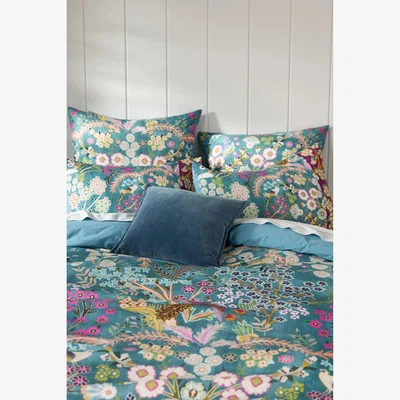 Anthropologie Paradise Cotton-Slub Floral Printed Duvet Cover